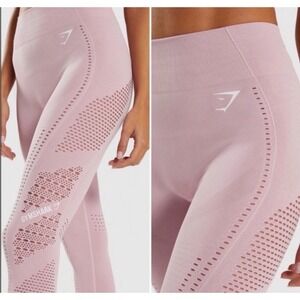 Gymshark Womens Energy Seamless Leggings S Taupe Pink Cut Out Crop High Rise